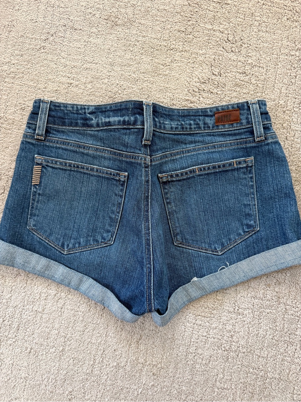 PAIGE Medium Blue Denim Roll-Cuff Women’s Shorts
